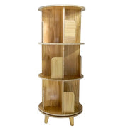 DURAFORCE 360 Display Floor Standing Pine Wood Bookcase 3 Tier Rotating Bookshelf Organize