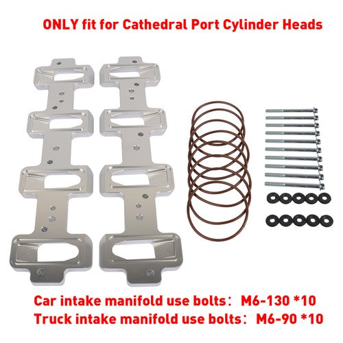 DURAFORCE For 551316 Cathedral Port Cyl Head to Rectangle Port Intake Manifold Adapters