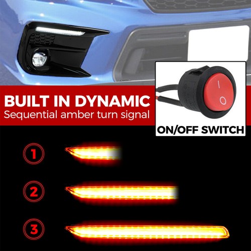 DURAFORCE For Subaru WRX STI 18-21 Switchback Sequential LED DRL Fog Light Cover Kit Bezel