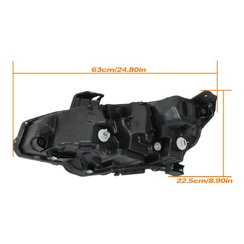 DURAFORCE Headlight Headlamp Chrome Housing For Honda Civic 2016-2019 Passenger Right Side