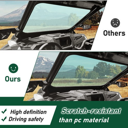 DURAFORCE Full Glass Windshield Aluminum Frame For 20-24 Polaris RZR Pro XP 2 and 4 seat
