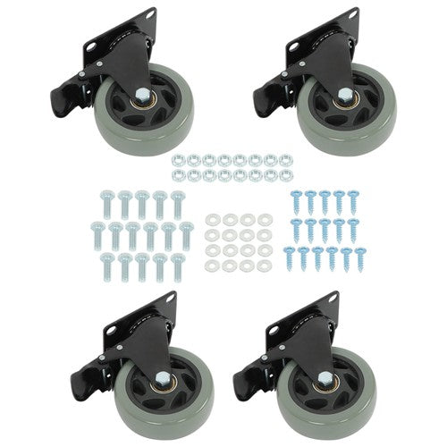 DURAFORCE 4 Pack Grey 4 Inch Swivel Caster Wheels Heavy Duty With brake