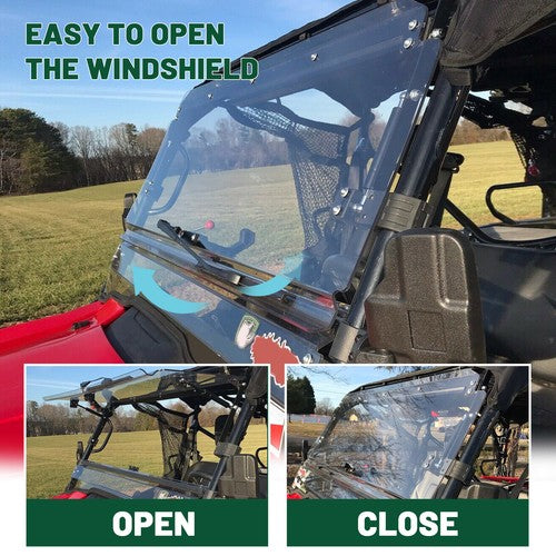 DURAFORCE For Honda Pioneer 1000 /1000-5 UTV Flip Windshield 2016-2025 w/Gas Spring