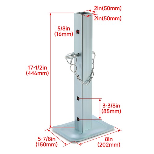 DURAFORCE Adjustable Drop Leg Foot pad w/Pin For Jacks w/2”Square Tube For Trailer 8000LBS