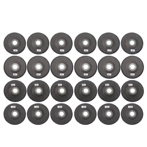 DURAFORCE 24 PCS 4.5" x 7/8" T29 Flap Discs 40/60/80/120 Grit Angle Grinder Sanding Disc