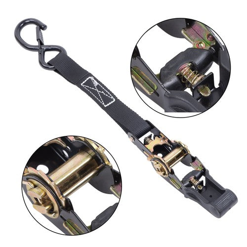 DURAFORCE 4 Pack Steel Ratchet Strap Black Fracture Strength 2200lbs 1in*15ft S Hooks
