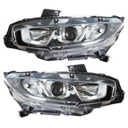 DURAFORCE Headlight Assembly For Honda Civic 2016-2020 Headlamps Left + Right Side Halogen