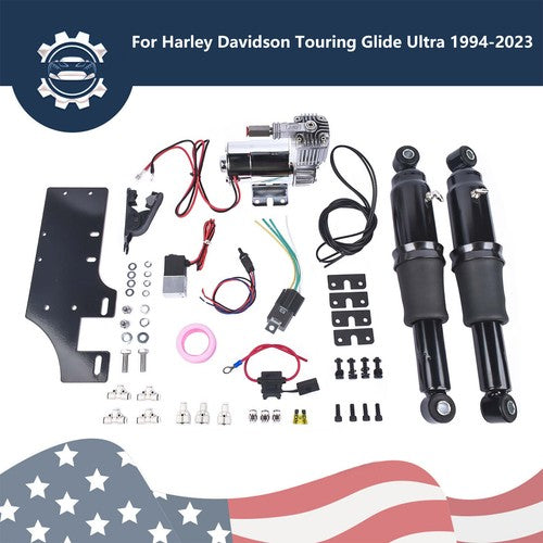 DURAFORCE Rear Air Ride Suspension Set For Harley Touring Road King Street Glide 1994-2023