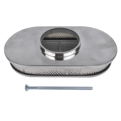 DURAFORCE 15" Oval Full Finned Polished Aluminum Air Cleaner Filter For Chevy SBC 350 400