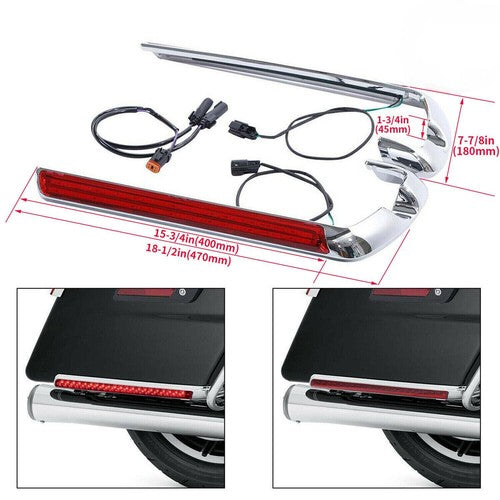 DURAFORCE Saddlebag Latch LED Light Red Cover For Harley Road Street Glide 2014-2023 2024