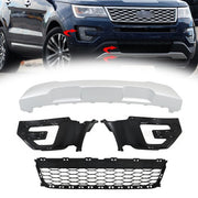 DURAFORCE Compatible For 2016-2017 Ford Explorer Front Grille+Fog Light Frame*2+Skid Plate