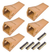 DURAFORCE 5Pcs 230SP Casting Bucket Teeth & TF23P Flex Pins for Backhoe Skid Steer Loader
