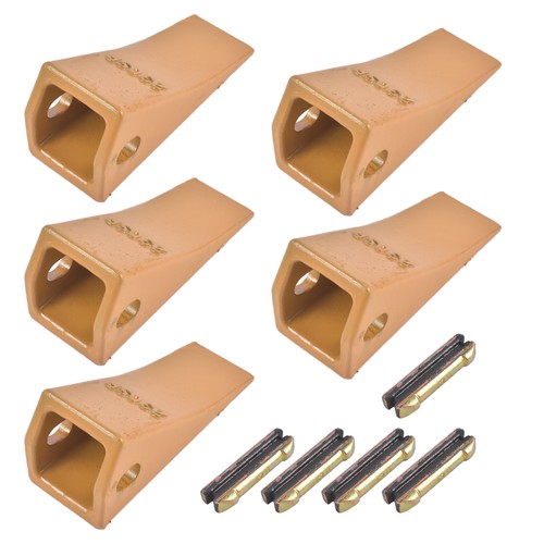 DURAFORCE 5Pcs 230SP Casting Bucket Teeth & TF23P Flex Pins for Backhoe Skid Steer Loader