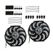 DURAFORCE 2× 12" Electric Radiator Cooling Slim Fans Push Pull Mount Black For Universal