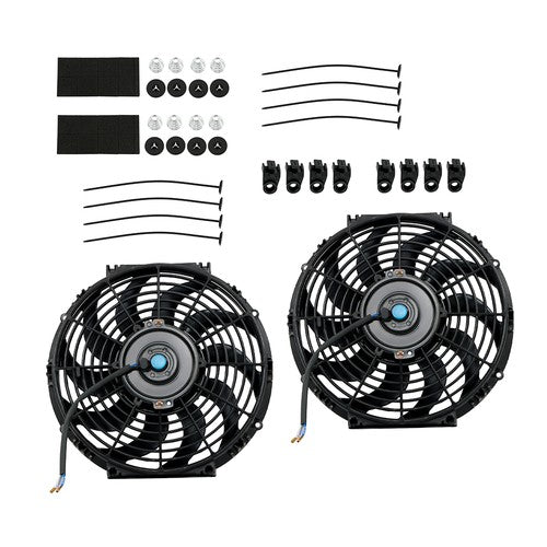 DURAFORCE 2× 12" Electric Radiator Cooling Slim Fans Push Pull Mount Black For Universal