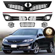 DURAFORCE For 2012-2014 Toyota Camry SE Upper & Lower Grille + Halogen Fog lights 6PCS