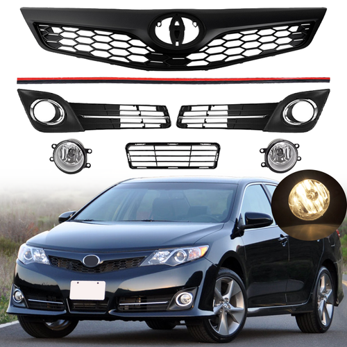 DURAFORCE For 2012-2014 Toyota Camry SE Upper & Lower Grille + Halogen Fog lights 6PCS