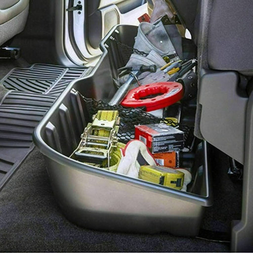 DURAFORCE Black Underseat Storage Box for 07 18 Chevy Silverado 07 19 GMC Sierra Crew Cab