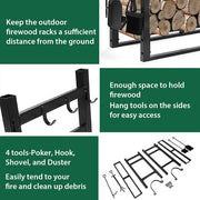DURAFORCE Indoor/Outdoor Firewood Log Rack - Steel Fireplace Storage Holder Fire Durable