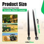 DURAFORCE 2PCS 3000lbs Cap 47" Square Hay Bale Spear Spike Fork For Tractor Loader Bobcat