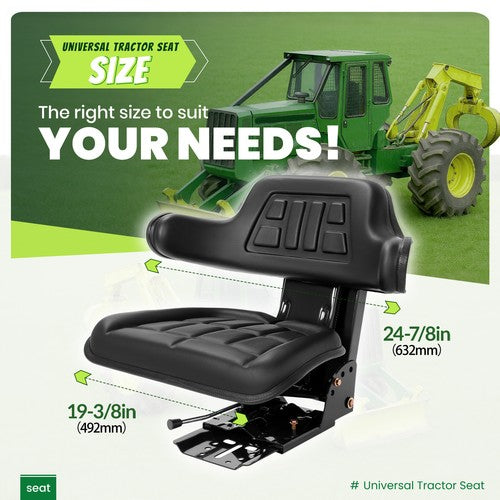 DURAFORCE Tractor Suspension Seat Adjustable Forklift Seat Waterproof Seat Mower Digger