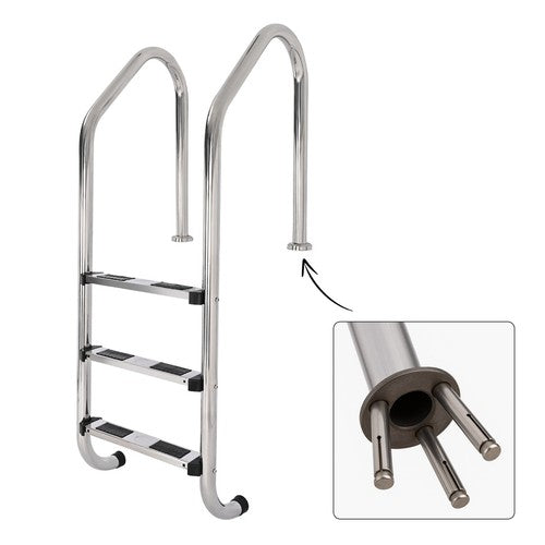 DURAFORCE 3-Step Stainless Steel Swimming Pool Stairs w/ Non-Slip Footstep For In-Ground