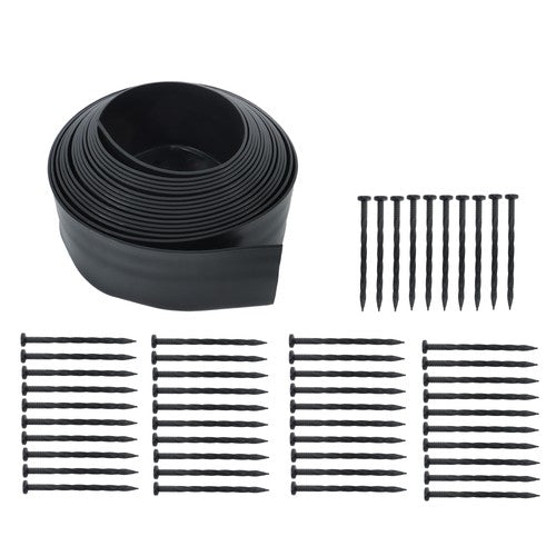 DURAFORCE Garden Edge L-shaped 49FT Lawn Grass Stone Isolation Strip 75pcs Anchoring Spik