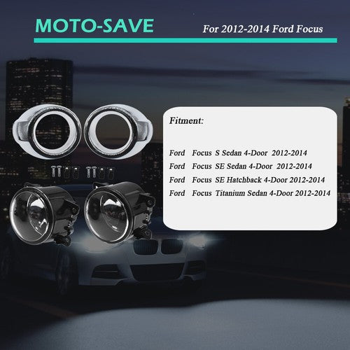 DURAFORCE For Ford Focus 12-14 Bumper Lamp Fog Lights Driving Lights & Chrome Cover Bezel