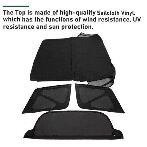 DURAFORCE For 95-98 Suzuki Sidekick Geo Tracker Soft Top & Zip Out Tinted Windows Black