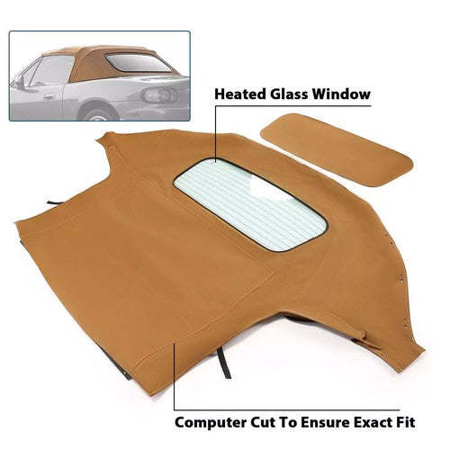 DURAFORCE New Heated Glass Window & Soft Top For Mazda Miata 1990-2005 Convertible Tan