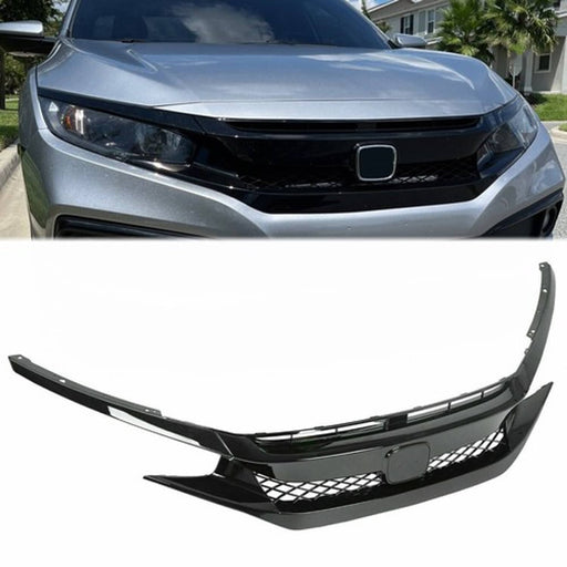 DURAFORCE Front Grille for Honda Civic 2019-2021 2020 Coupe Sedan Type R Style Black Mesh