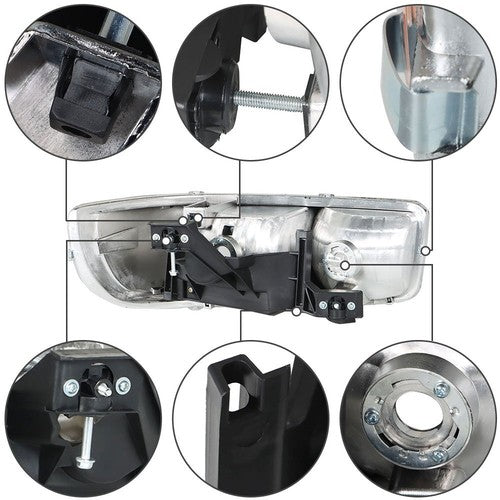 DURAFORCE Fit For GMC Sierra 1500 1999-2007 LH+RH Headlight Replacement Halogen Chrome