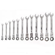 DURAFORCE 12pc Flexible Head Ratcheting Wrench Combination Spanner Tool Set 8-19mm Metric