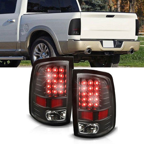 DURAFORCE Black Housing Smoked Lens Tail Lights Brake Lamps Fit For Dodge Ram 1500 09-18