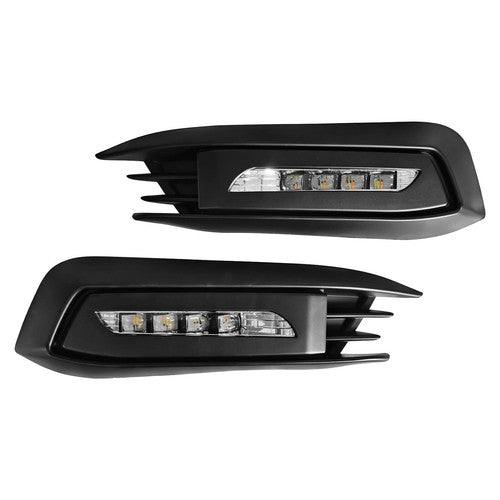 DURAFORCE Pair For 2016-2018 Honda Civic LED DRL Fog Light W/Turn Signal Lamp LH+RH