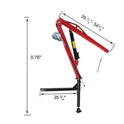 DURAFORCE 500Lbs Truck Hydraulic Dock Jib Engine Hoist Crane Hitch Mount Red