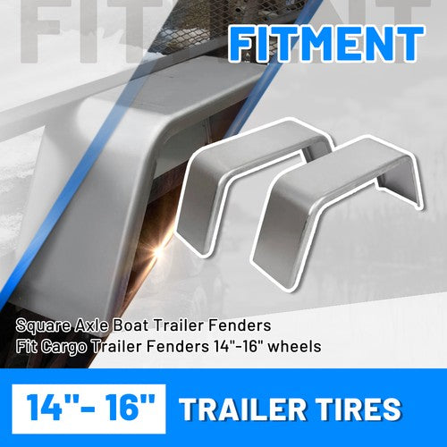 Pair Of Square Single Axle Trailer Fenders For 14 15 16 Inch Wheels For Cargo