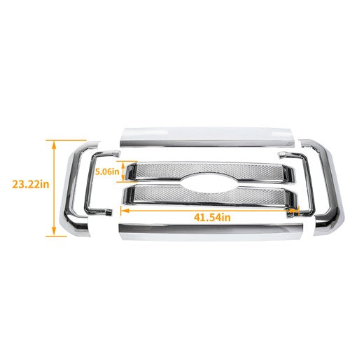 DURAFORCE Front Mesh Chrome Grille Grill Covers For 2011-2016 Ford F250 F350 Super Duty