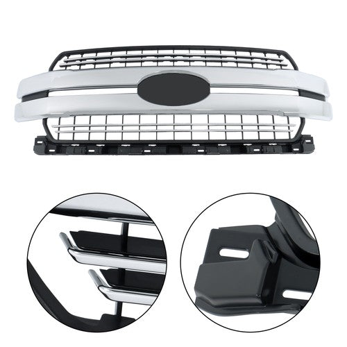 DURAFORCE New For Ford F-150 F150 2018-20 Lariat Style Front Bumper Grille Grill Chrome