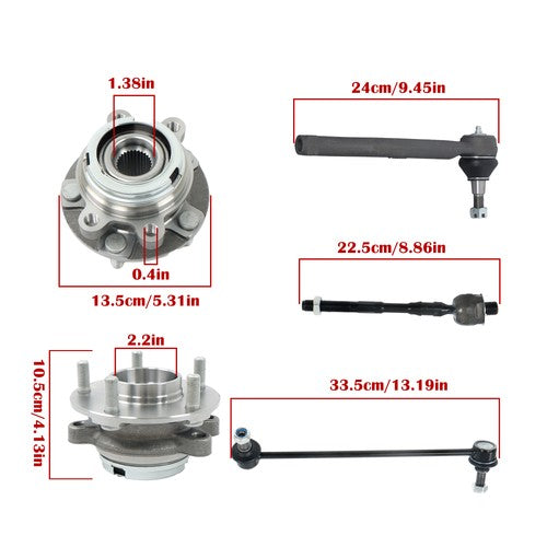 DURAFORCE K750095 Front Wheel Bearning Hub Sway Bar End Link Tie Rod For Altima 2007-2013