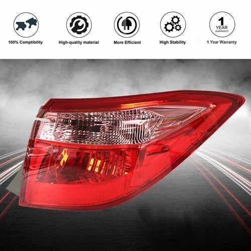 DURAFORCE Tail Light Outer Passenger Chrome For Toyota Corolla 17-19 Sedan Rear Brake Lamp