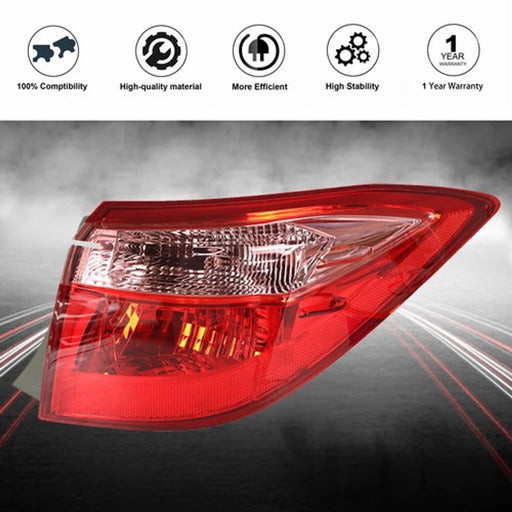 DURAFORCE Tail Light Outer Passenger Chrome For Toyota Corolla 17-19 Sedan Rear Brake Lamp