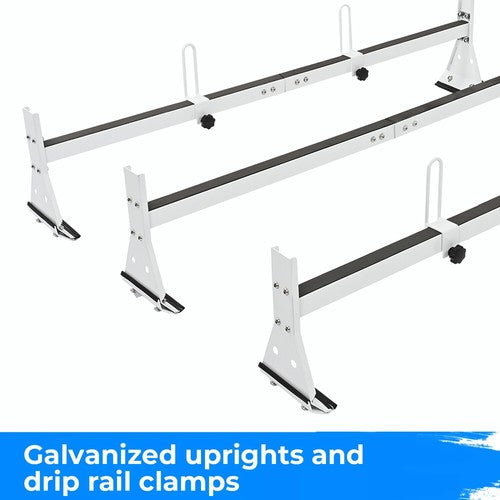 Cargo Van Roof Ladder Rack For Chevy Express 2500 3500 96 Up Steel White 3 Bar