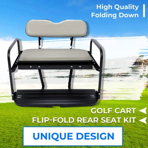 Rear Back Seat Kit Flip Folding for Yamaha G14 G16 G19 G22 Golf Cart Gray