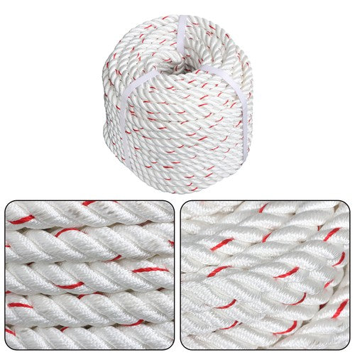 DURAFORCE 1790 Pounds white Red 5/8 'x 120'High Strength Braided Rope Breaking Strength