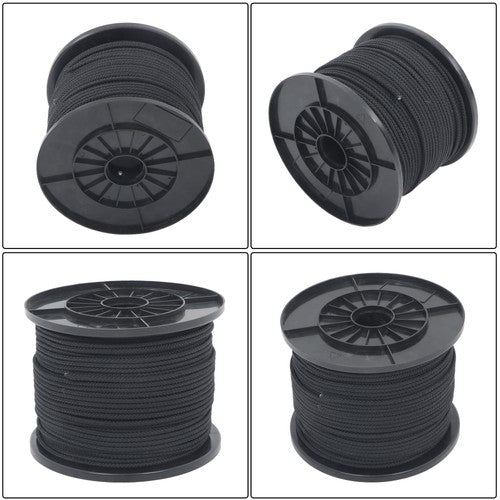DURAFORCE 3/16 Inch x 500 Feet Hollow Braid Polypropylene Rope – Black，750 Pounds