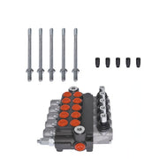 DURAFORCE 5 Spool 3625PSI Hydraulic Monoblock Double Acting Control Valve 11 GPM SAE Ports