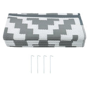 DURAFORCE Gray & White 9x12FT Waterproof Plastic Straw Rug For Camping Outdoor Carpet