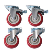 DURAFORCE 4 pcs 4-inch universal casters red (2 with brakes and 2 without brakes)