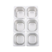 DURAFORCE 6 Pcs 6Inch Deep Thickened 1/6 Size Steam Table Pans Without Lid Stainless Steel
